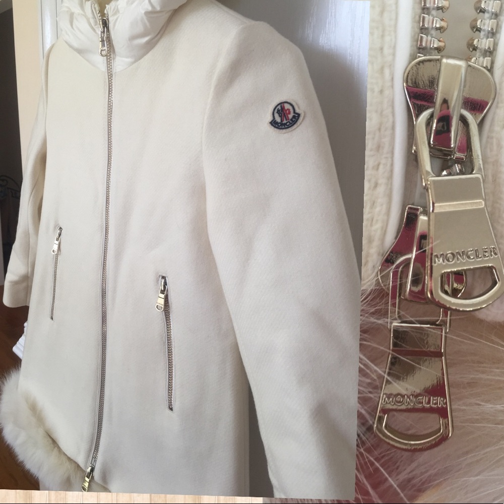 Moncler Kids Fur Trimmed Hooded Coat - Picture 3 of 10